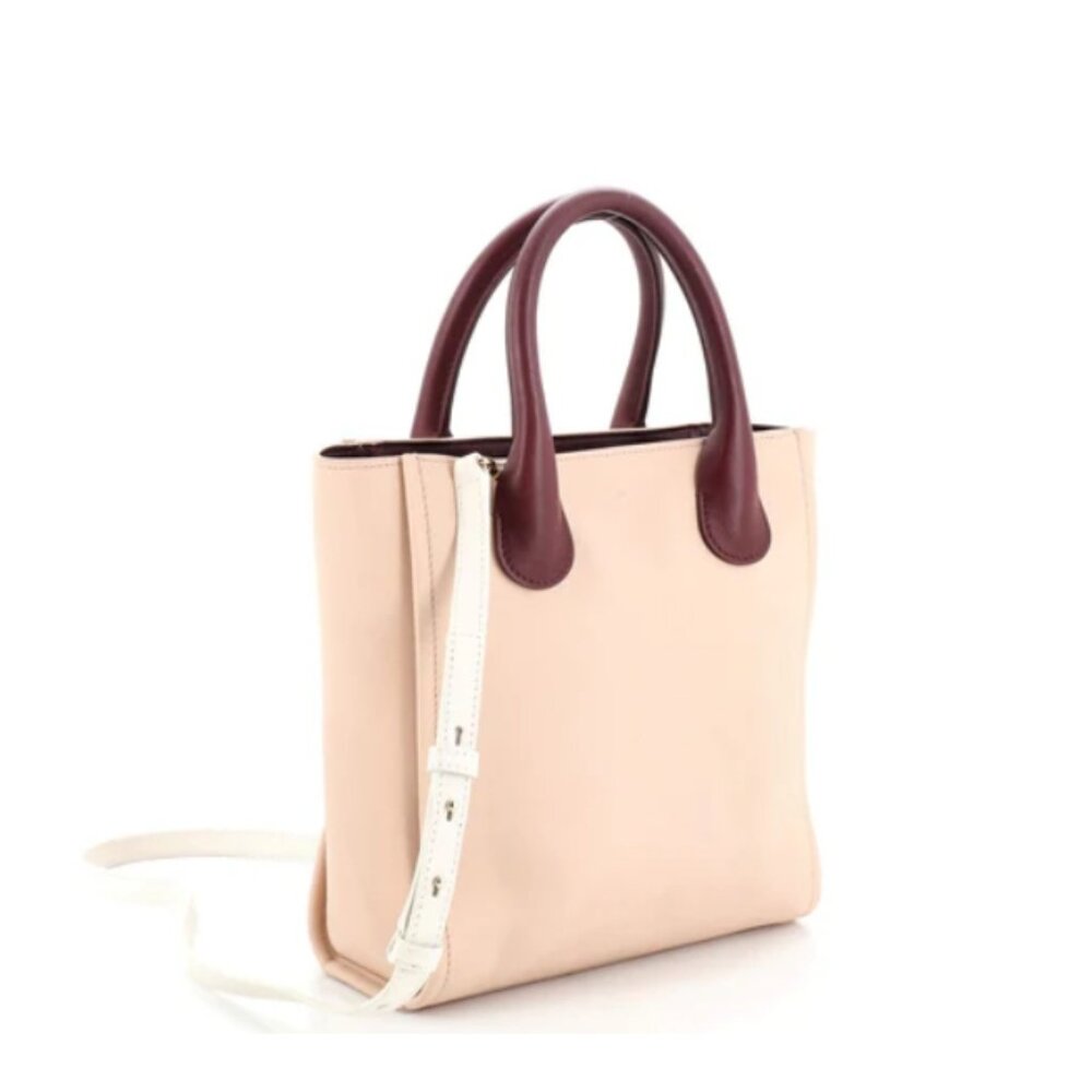 CHLOE Joyce Small Leather Tote, Cream Blush Oxblood